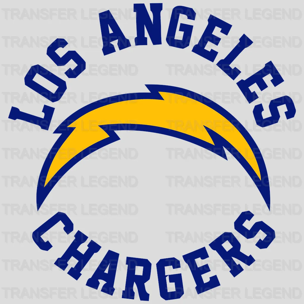 Los Angeles Chargers Circular Text Arch with Bolt NFL Design - DTF Heat Transfer