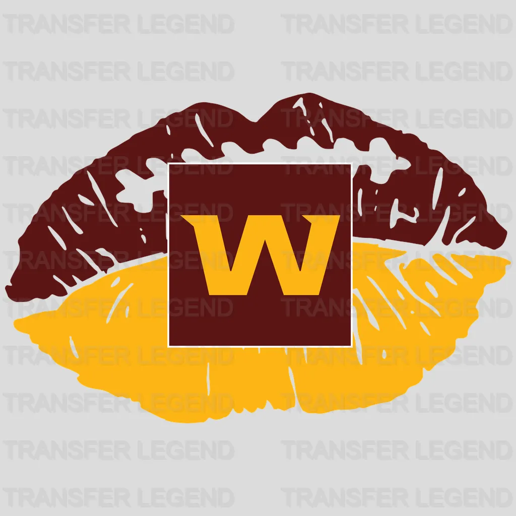 Washington Football Team Kiss Lips with W Emblem NFL Design - DTF Heat Transfer