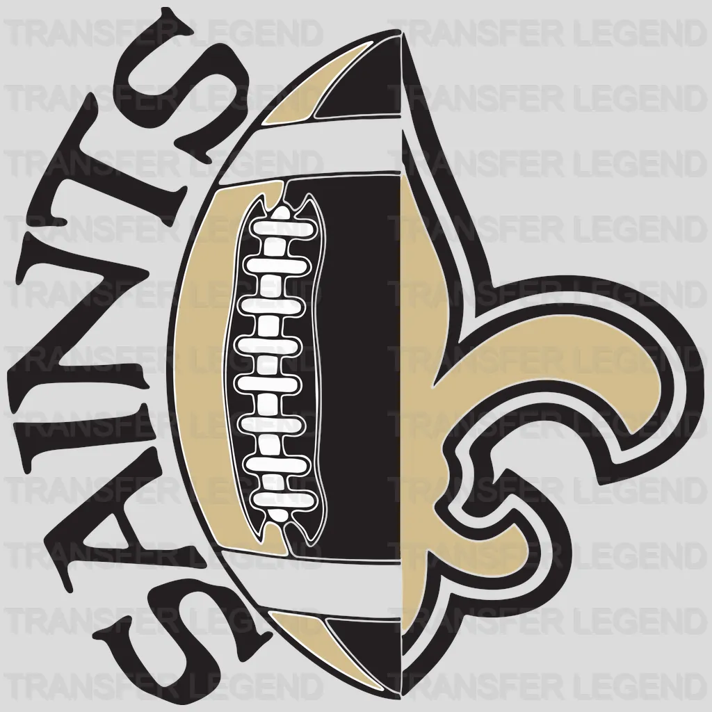 New Orleans Saints football half‑fleur‑de‑lis silhouette graphic, NFL design - DTF Heat Transfer