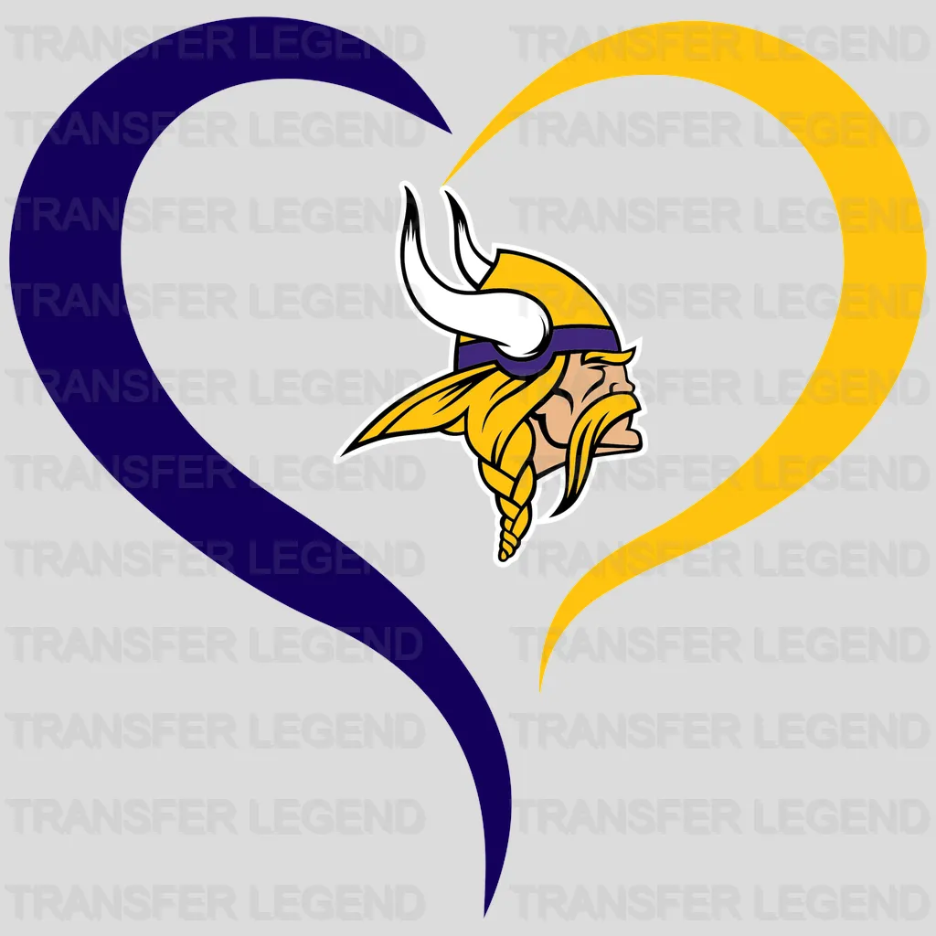 Minnesota Vikings Heartbeat Line Heart Logo NFL Design - DTF Heat Transfer