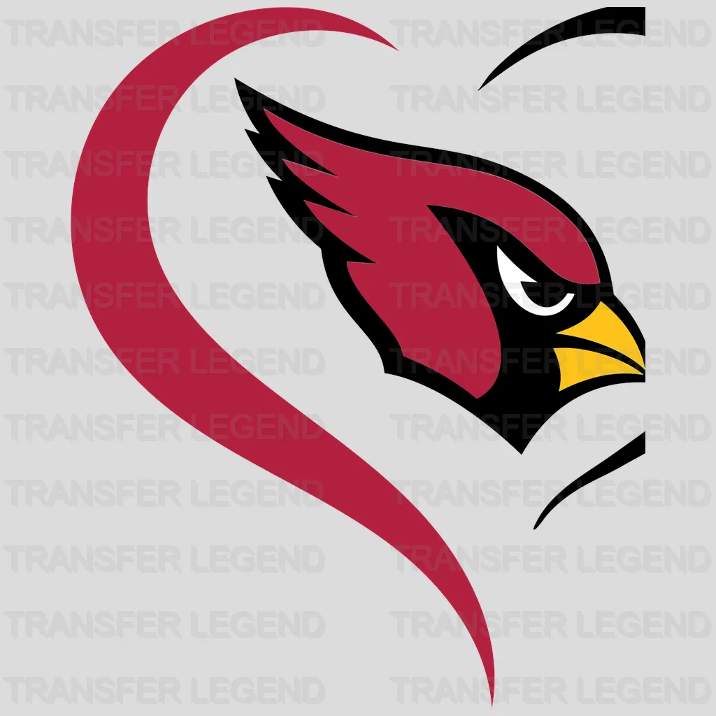 Arizona Cardinals Heart Swirl Logo NFL Design - DTF Heat Transfer