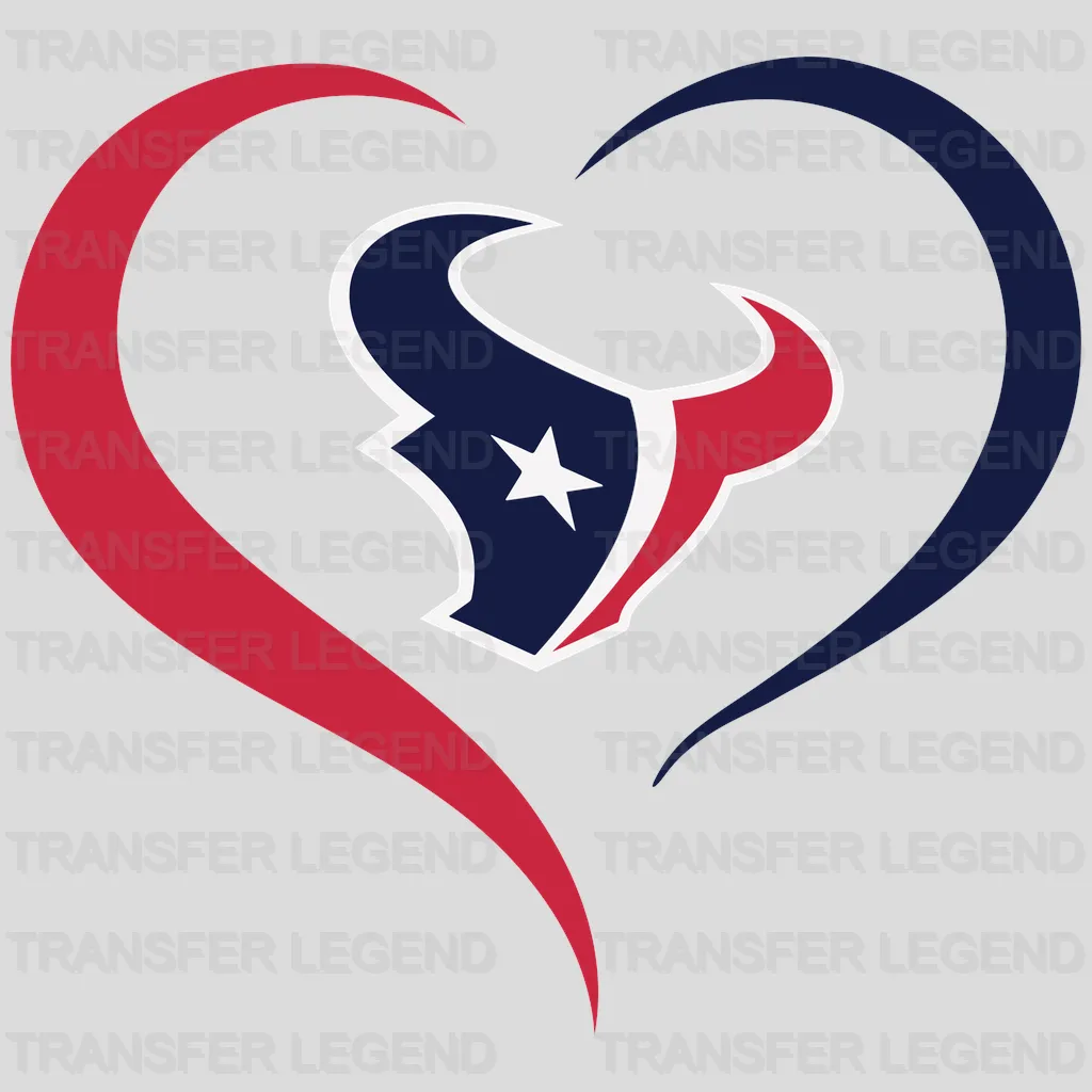Houston Texans Heart Swirl Emblem NFL Design - DTF Heat Transfer