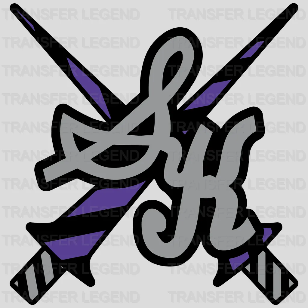 Sacramento Kings “SK” Monogram with Crossed Swords NBA Design - DTF Heat Transfer