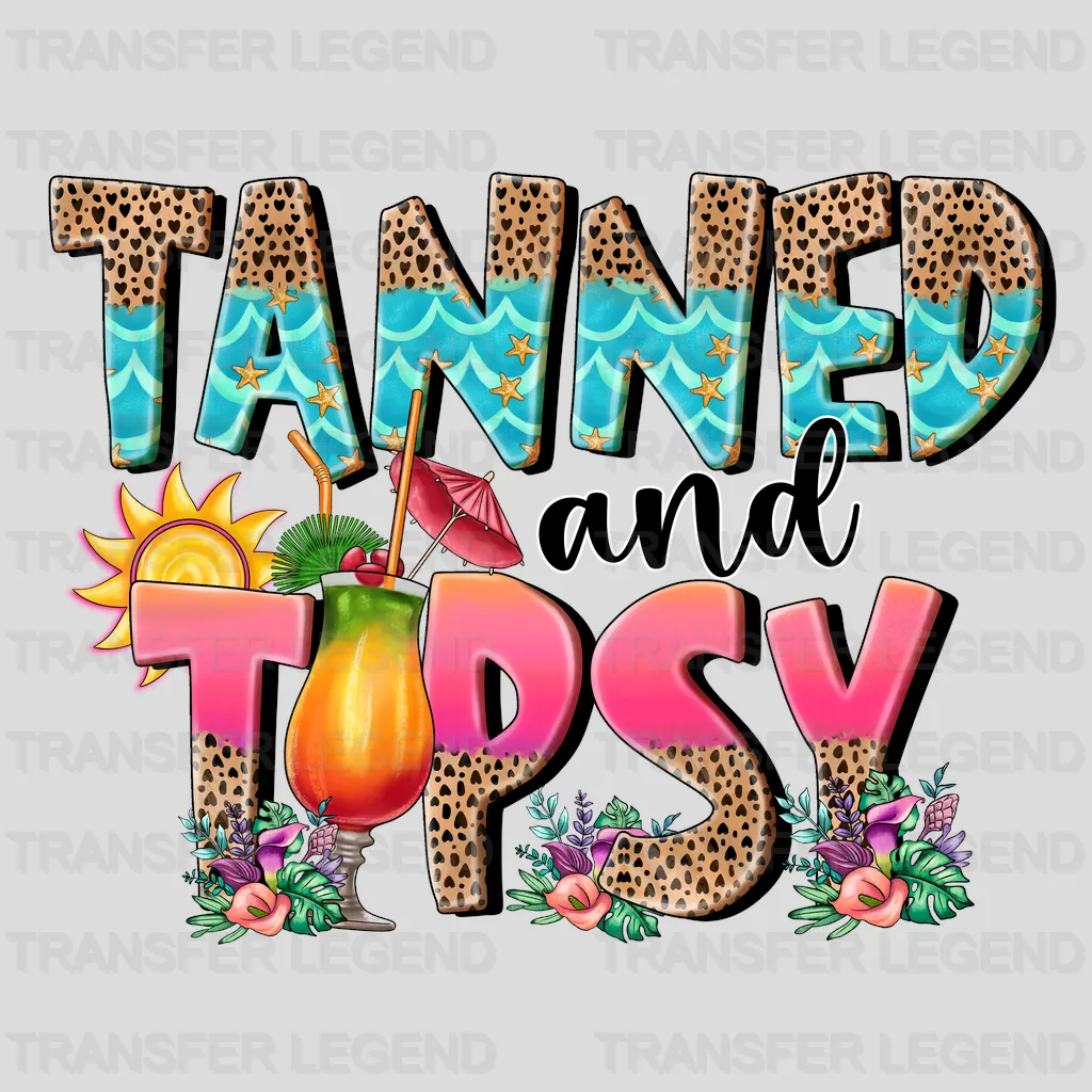 Tanned & Tipsy 2 Summer Design - DTF Heat Transfers - transferlegend