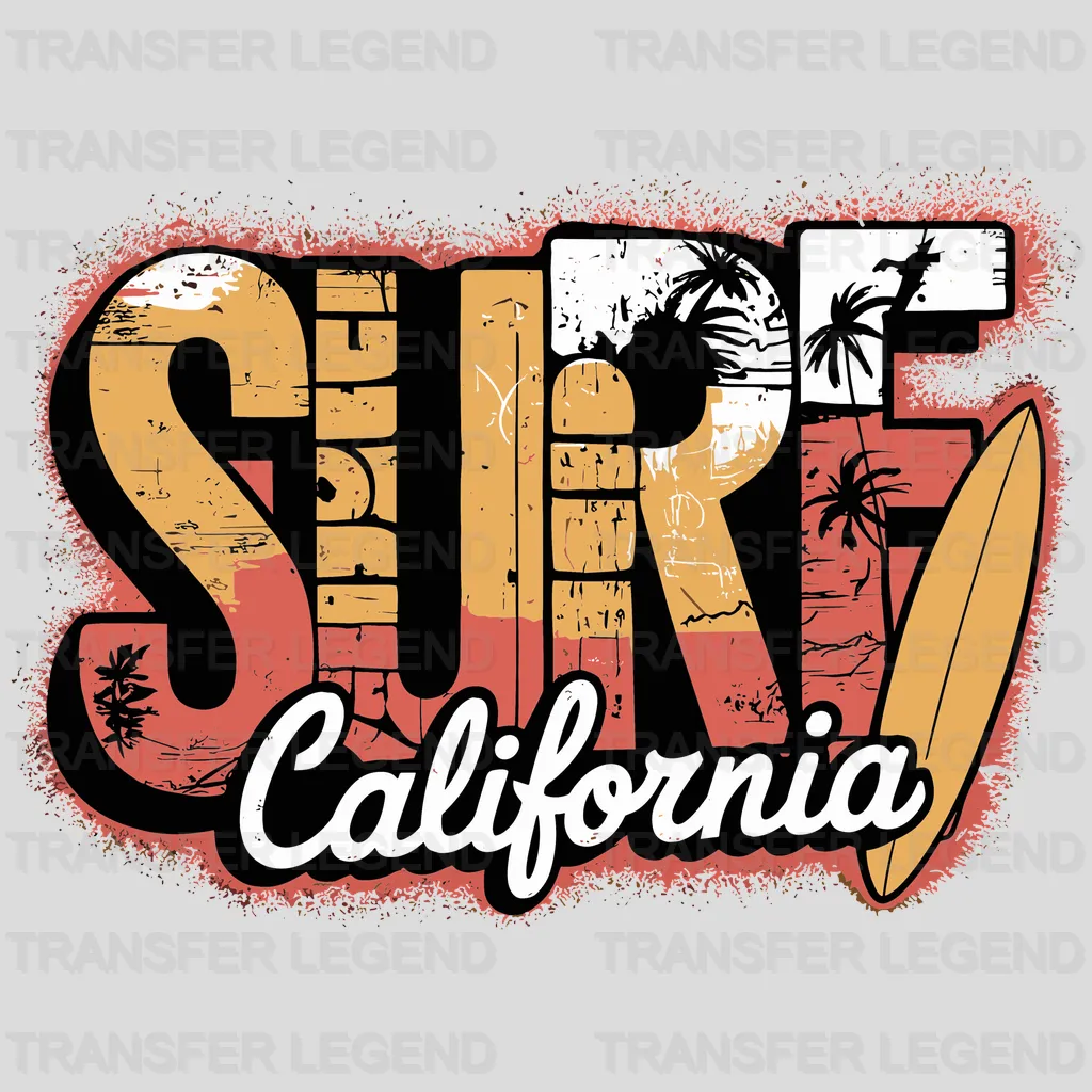 Surf California Surfing Design - DTF Heat Transfers - transferlegend