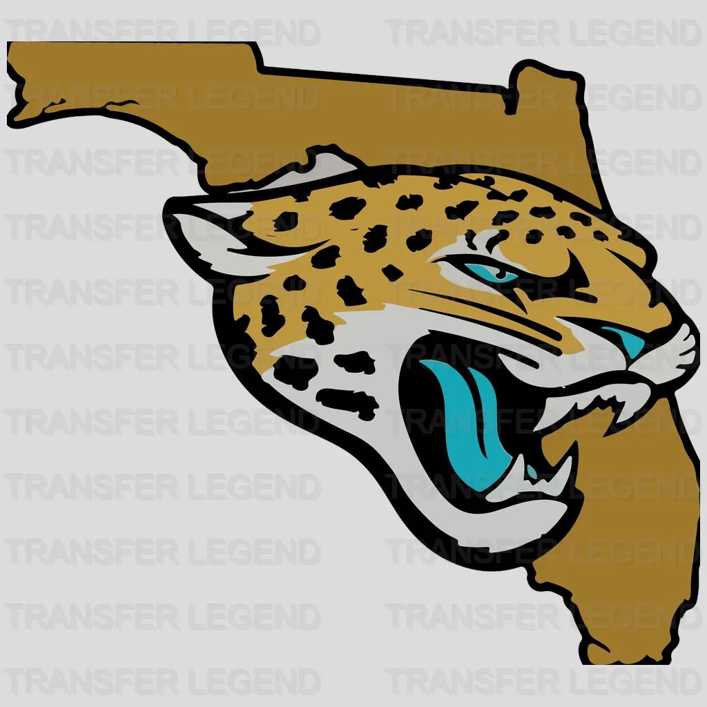 Jacksonville Jaguars Florida Map Head Logo NFL Design - DTF Heat Transfer