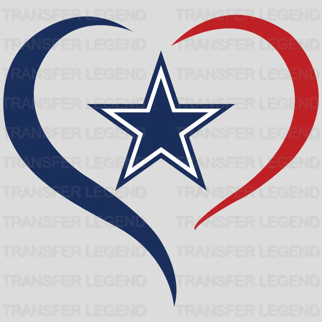 Dallas Cowboys Heart Silhouette Logo NFL Design - DTF Heat Transfer