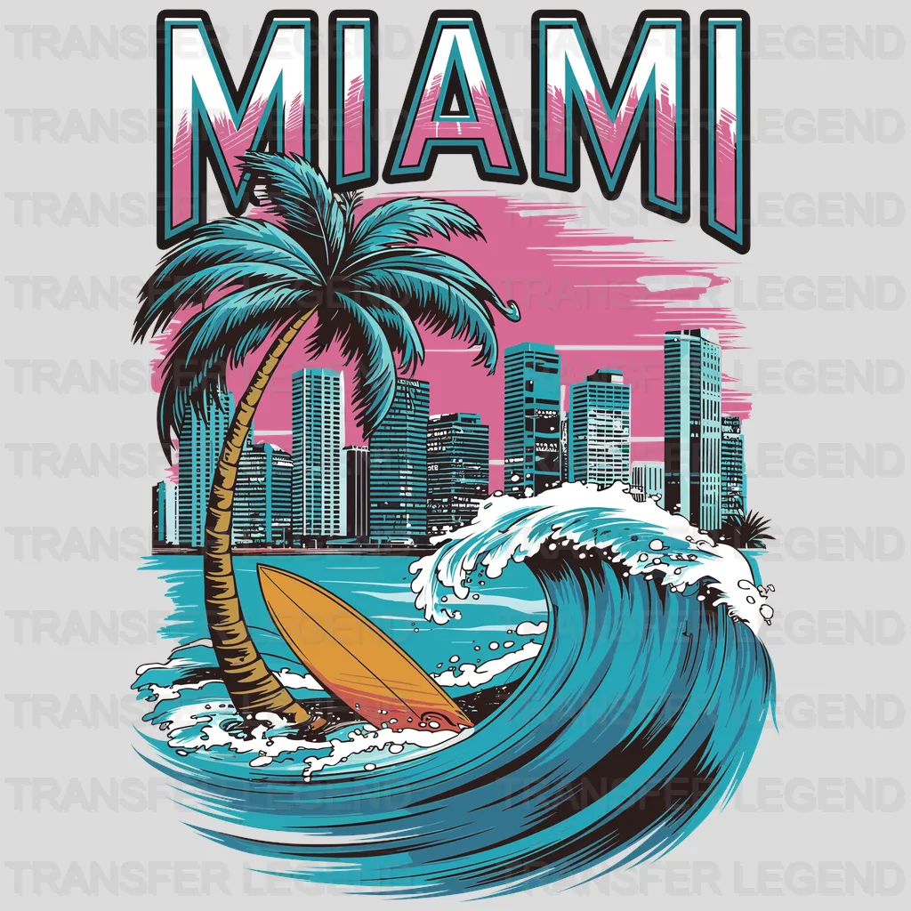 Miami Surfing Design - DTF Heat Transfers - transferlegend