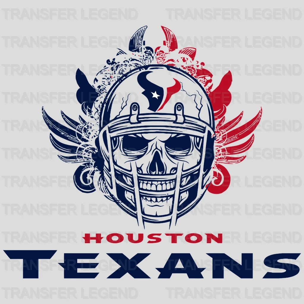 Houston Texans Ornamental Sugar‑Skull Helmet NFL Design - DTF Heat Transfer