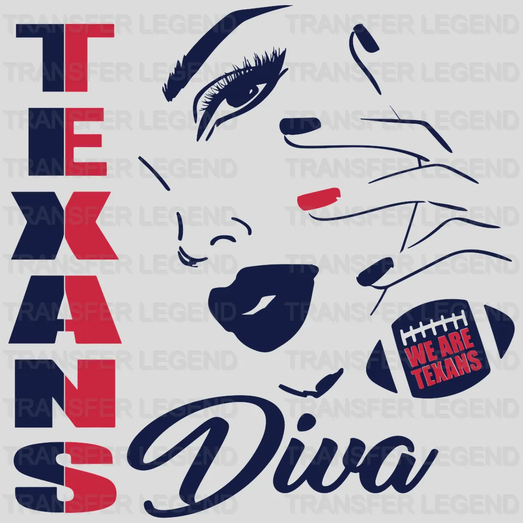 Houston Texans Diva Script Wordmark NFL Design - DTF Heat Transfer