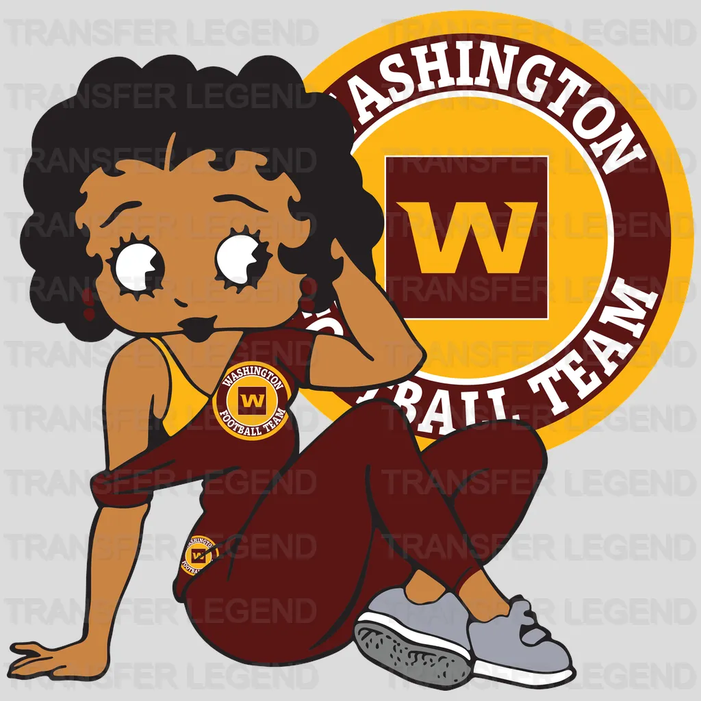 Washington Football Team Washington Tail Team Badge with Girl NFL Design - DTF Heat Transfer