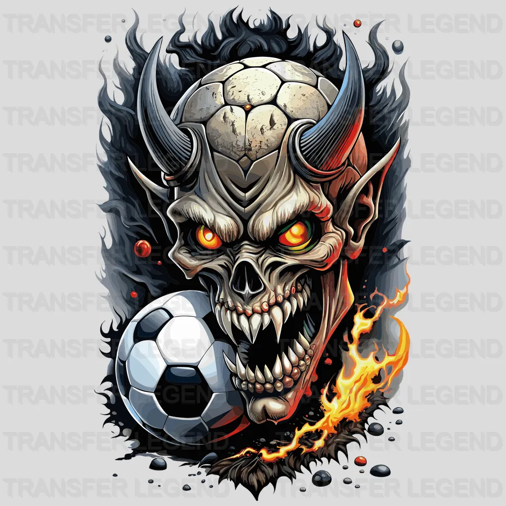 Skull Fire Soccer Design - DTF Heat Transfers - transferlegend