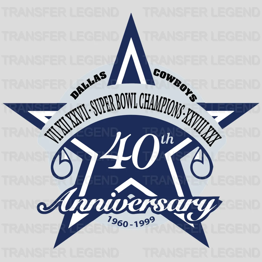 Dallas Cowboys 40th Anniversary Shield Badge NFL Design - DTF Heat Transfer