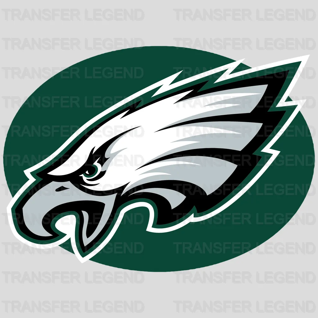 Philadelphia Eagles green circle with bold eagle head, NFL design - DTF Heat Transfer