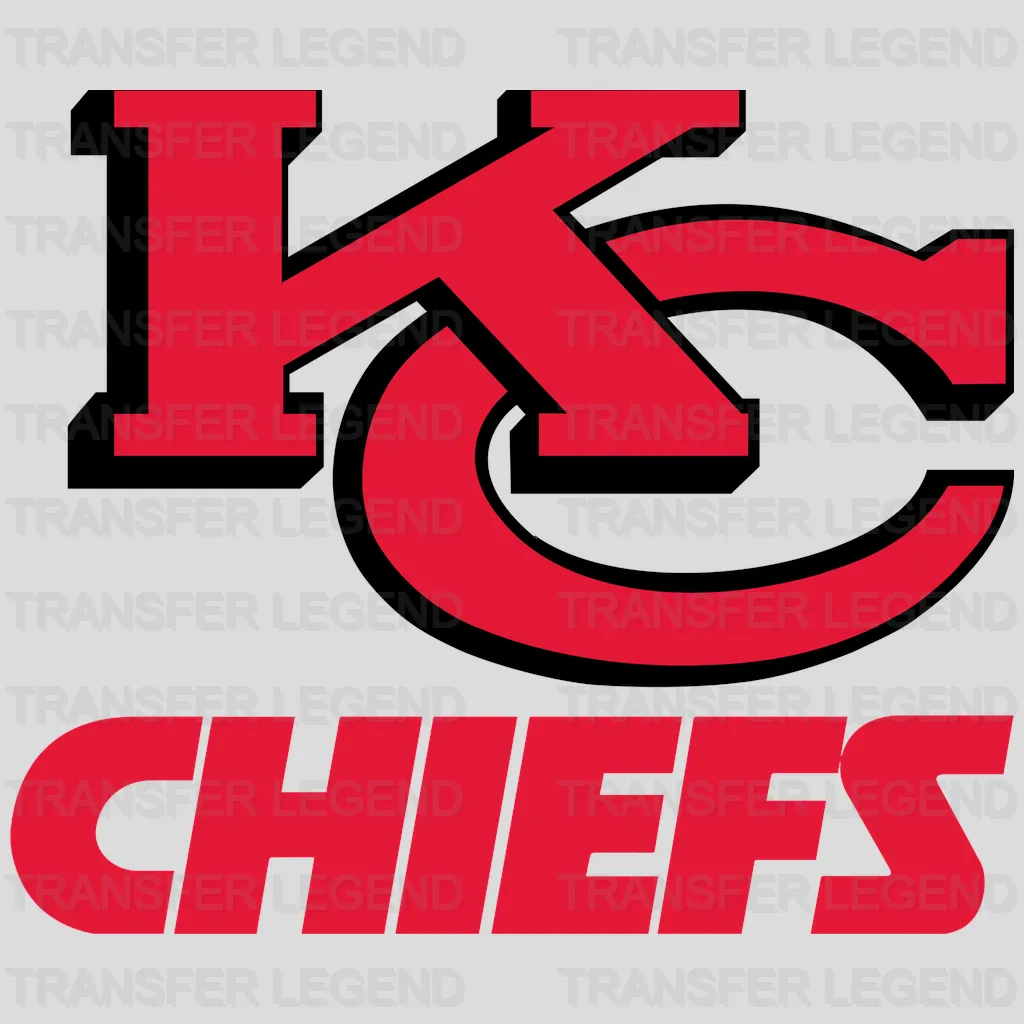 Kansas City Chiefs Interlocking KC Wordmark NFL Design - DTF Heat Transfer