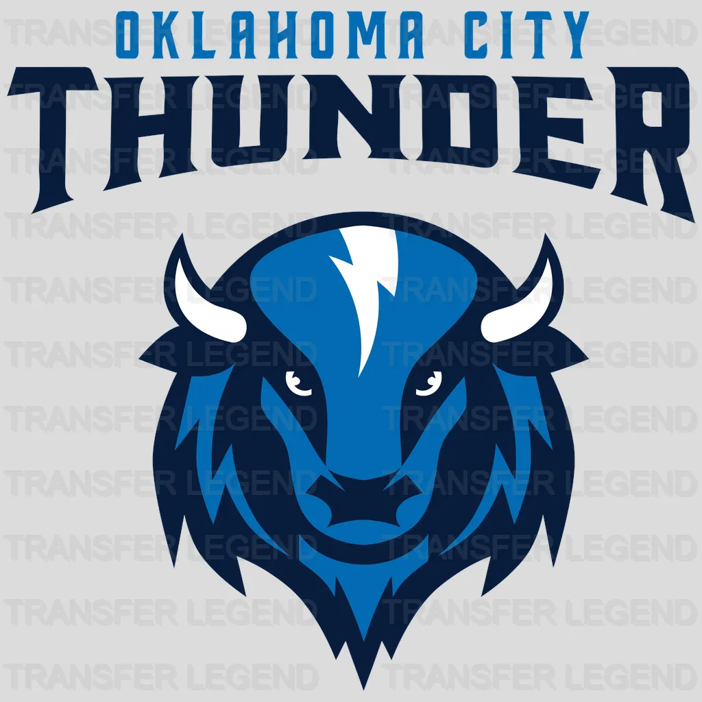 Oklahoma City Thunder Roaring Bison Mascot with City Arch NBA Design - DTF Heat Transfer
