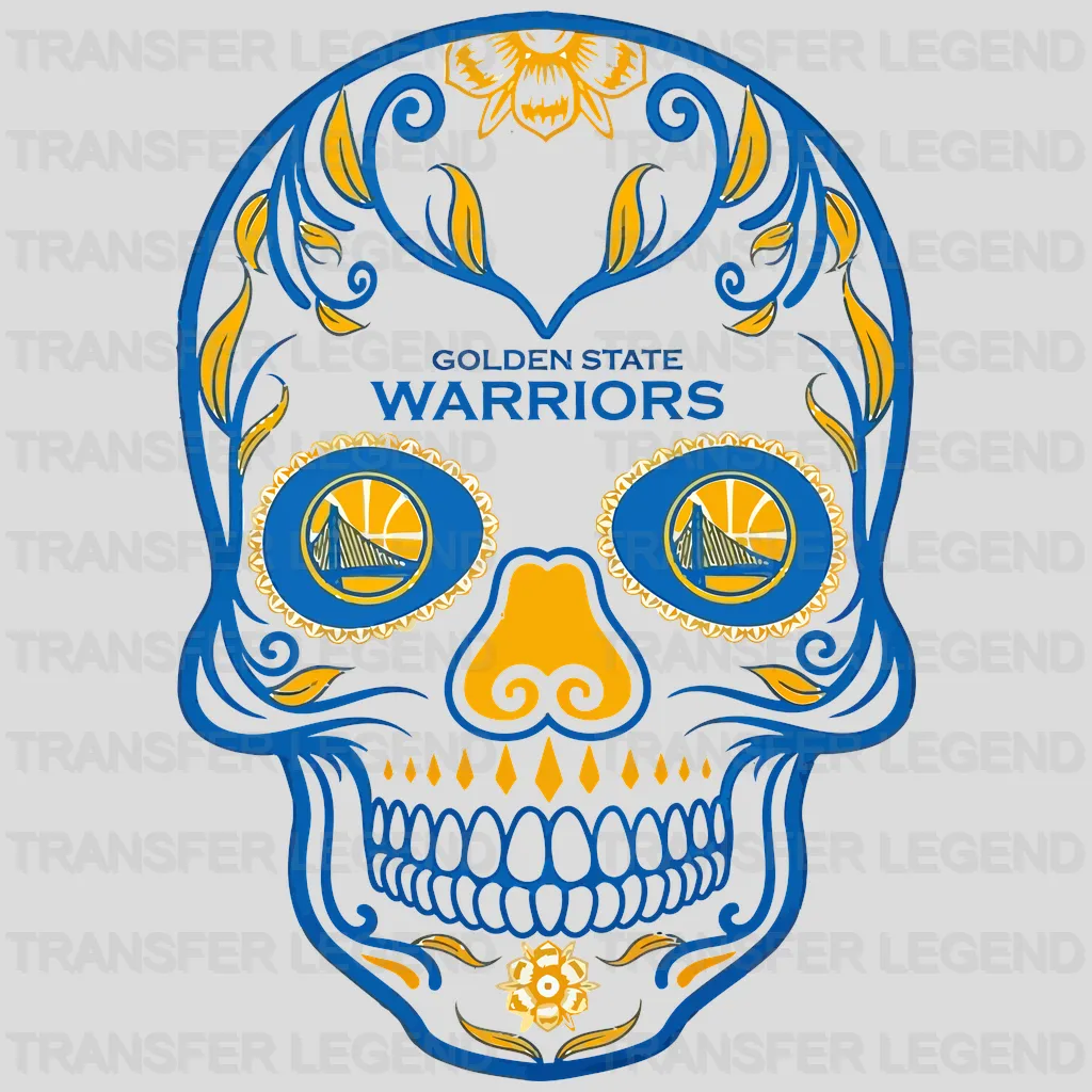 Golden State Warriors Día-de-los-Muertos Skull Emblem NBA Design - DTF Heat Transfer