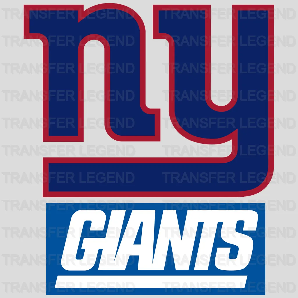 New York Giants bold red‑outlined “NY” wordmark, NFL design - DTF Heat Transfer
