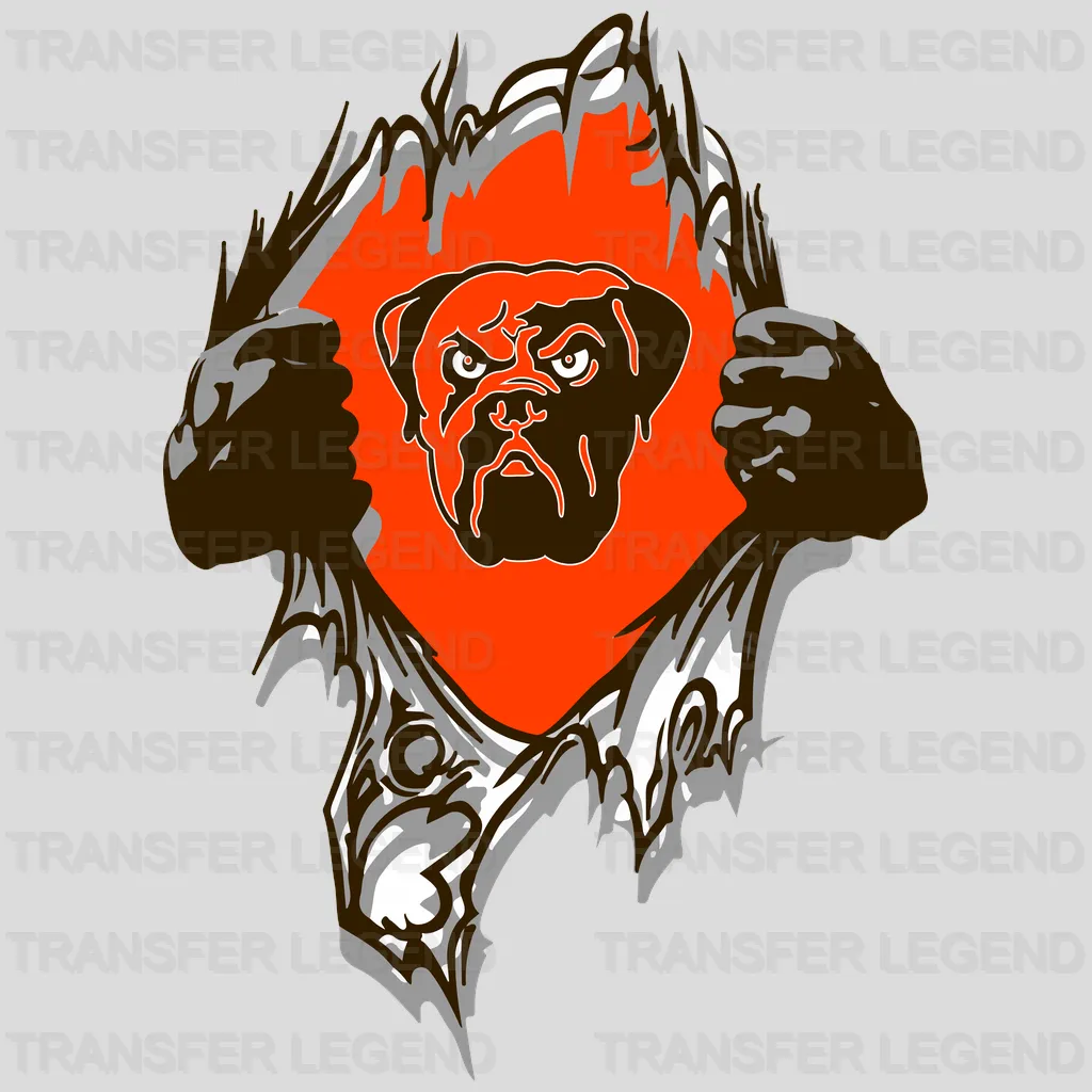 Cleveland Browns Ripped Chest Bulldog Emblem NFL Design - DTF Heat Transfer
