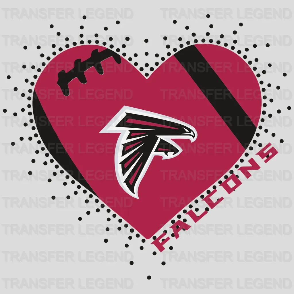 Atlanta Falcons Football Heart Emblem NFL Design - DTF Heat Transfer