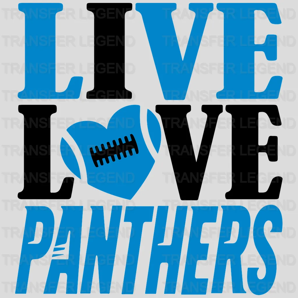 Carolina Panthers Live Love Panthers Wordmark NFL Design - DTF Heat Transfer