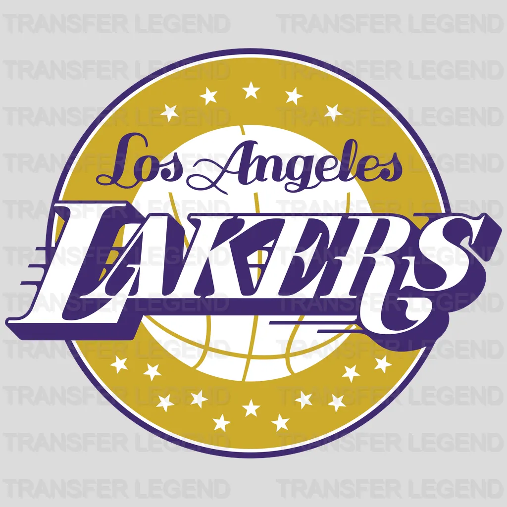 Los Angeles Lakers Circle Stars Crest NBA Design - DTF Heat Transfer