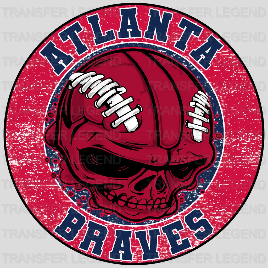 Atlanta Braves MLB Red Skull With Helmet Art - DTF Iron On Transfer