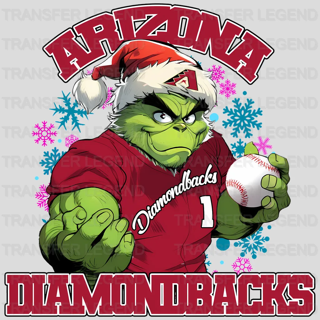 Arizona Diamondbacks MLB Grinch Christmas Santa Hat Art - DTF Iron On Transfer