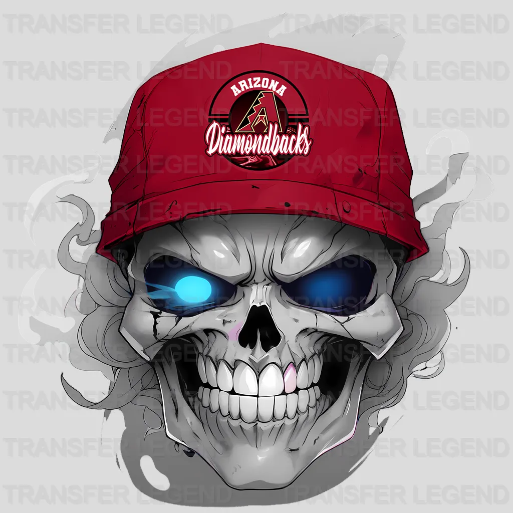 Arizona Diamondbacks MLB Skull With Cap & Smoke Effect - DTF Iron On Transfer