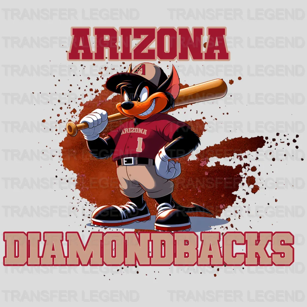 Arizona Diamondbacks MLB Cartoon Kid Player Batting - DTF Iron On Transfer