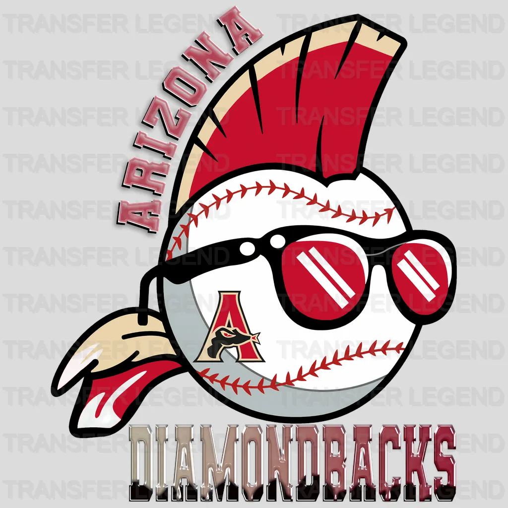 Arizona Diamondbacks MLB Punk Skull With Mohawk & Glasses - DTF Iron On Transfer