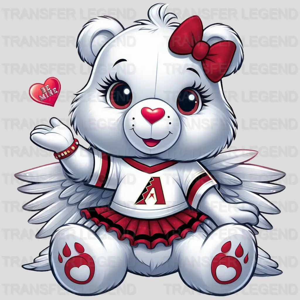 Arizona Diamondbacks MLB Cute Care Bear Mascot With Bow - DTF Iron On Transfer