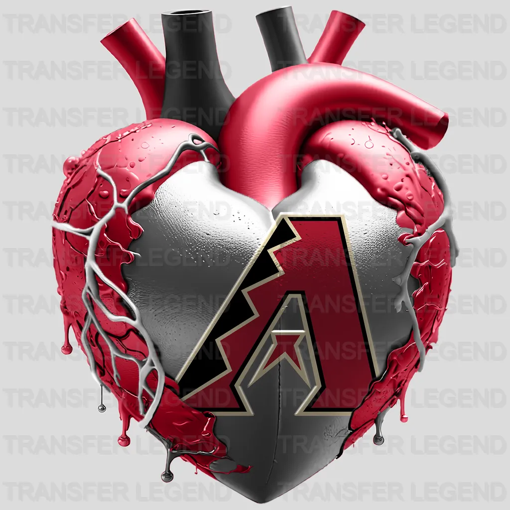 Arizona Diamondbacks MLB Realistic Anatomical Heart Art - DTF Iron On Transfer
