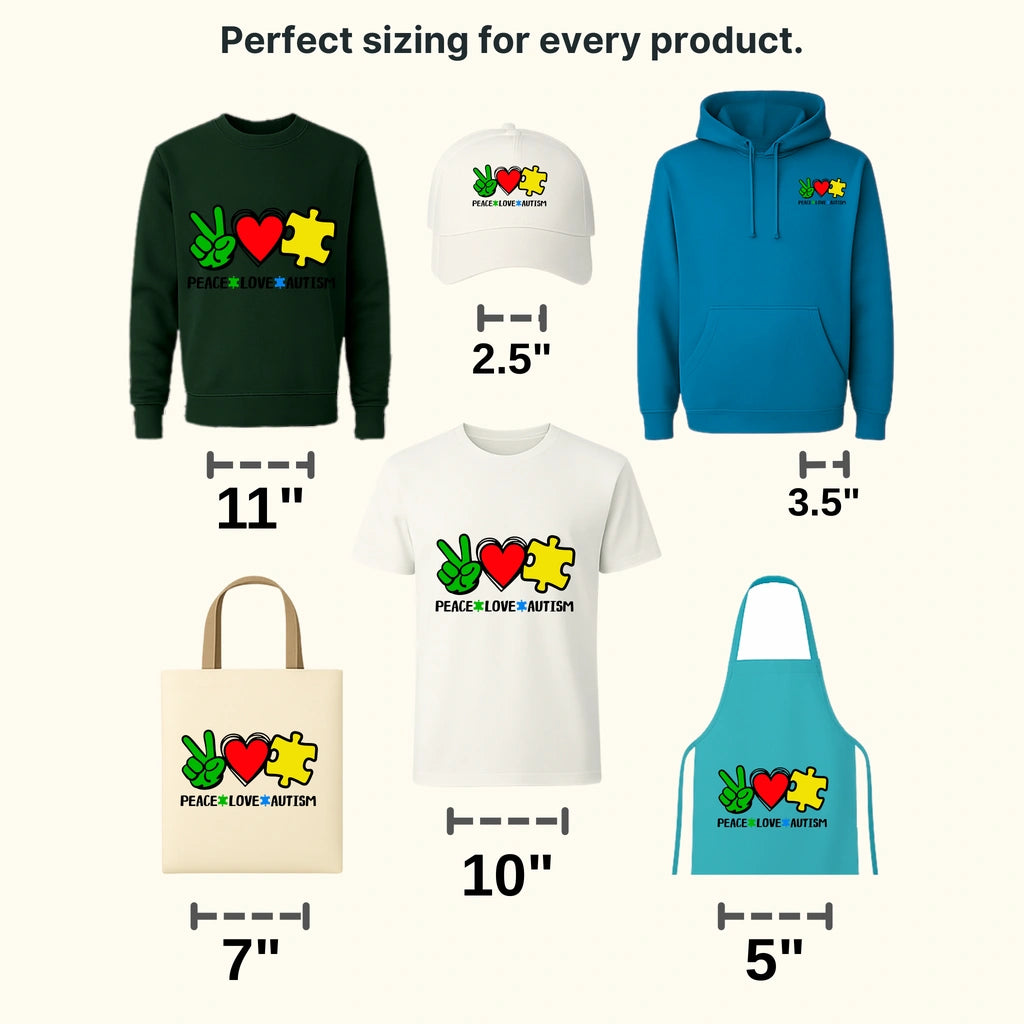 Peace Love Autim Puzzle Heart Design - DTF heat transfer - transferlegend