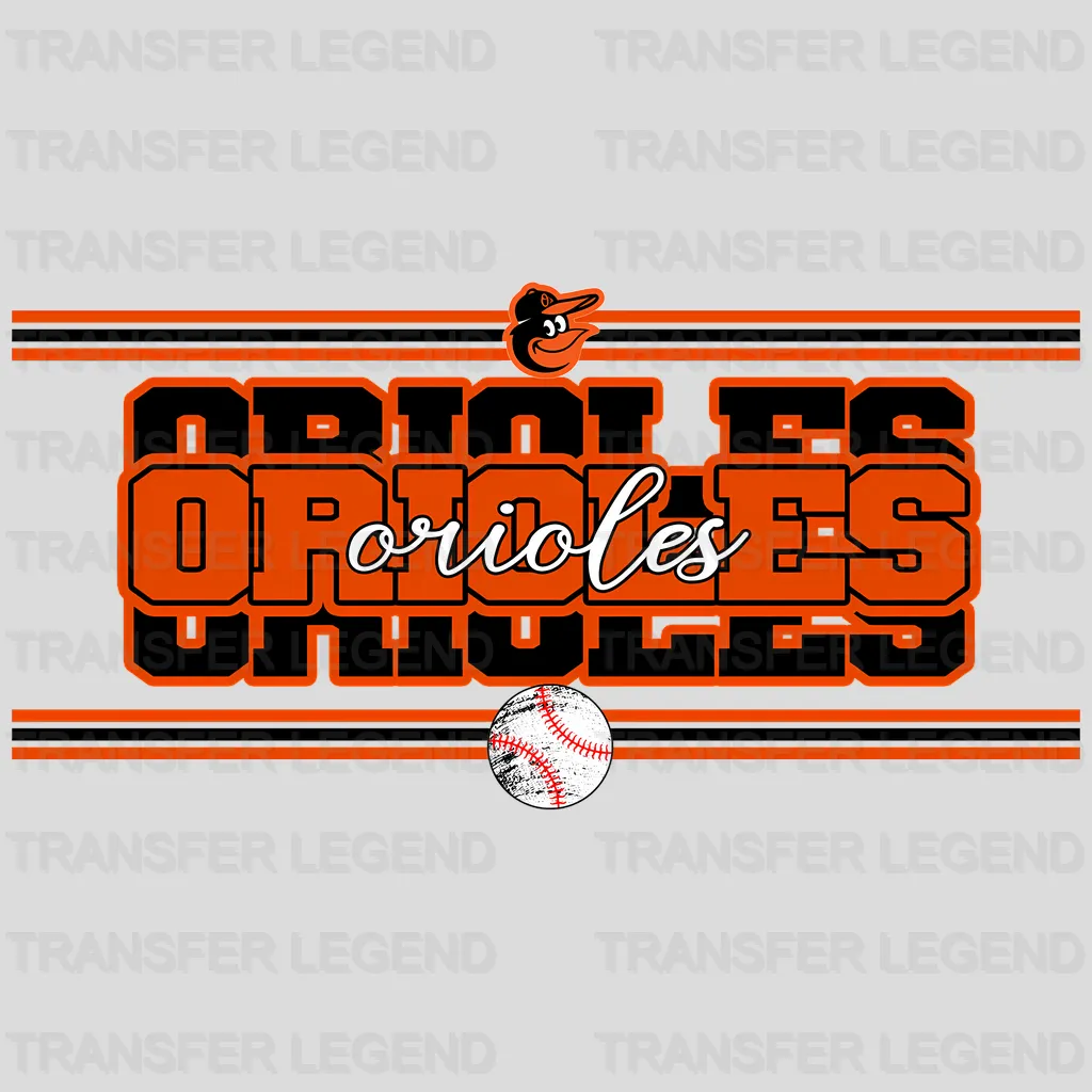 Baltimore Orioles MLB Neon Light Bar Sign Style - DTF Iron On Transfer