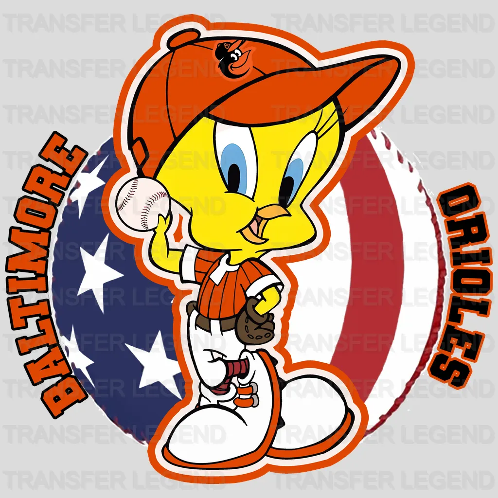 Baltimore Orioles MLB Tweety Bird Cartoon Character - DTF Iron On Transfer