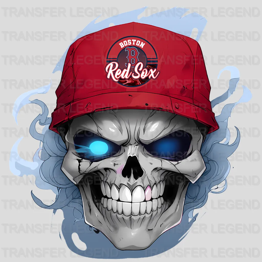 Boston Red Sox MLB Skull With Cap & Smoke Effect - DTF Iron On Transfer