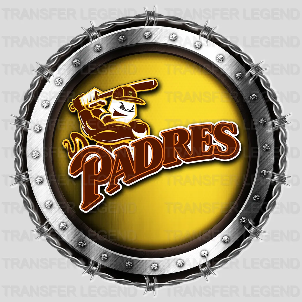 San Diego Padres MLB Chrome Metal Circle Badge 3D - DTF Iron On Transfer