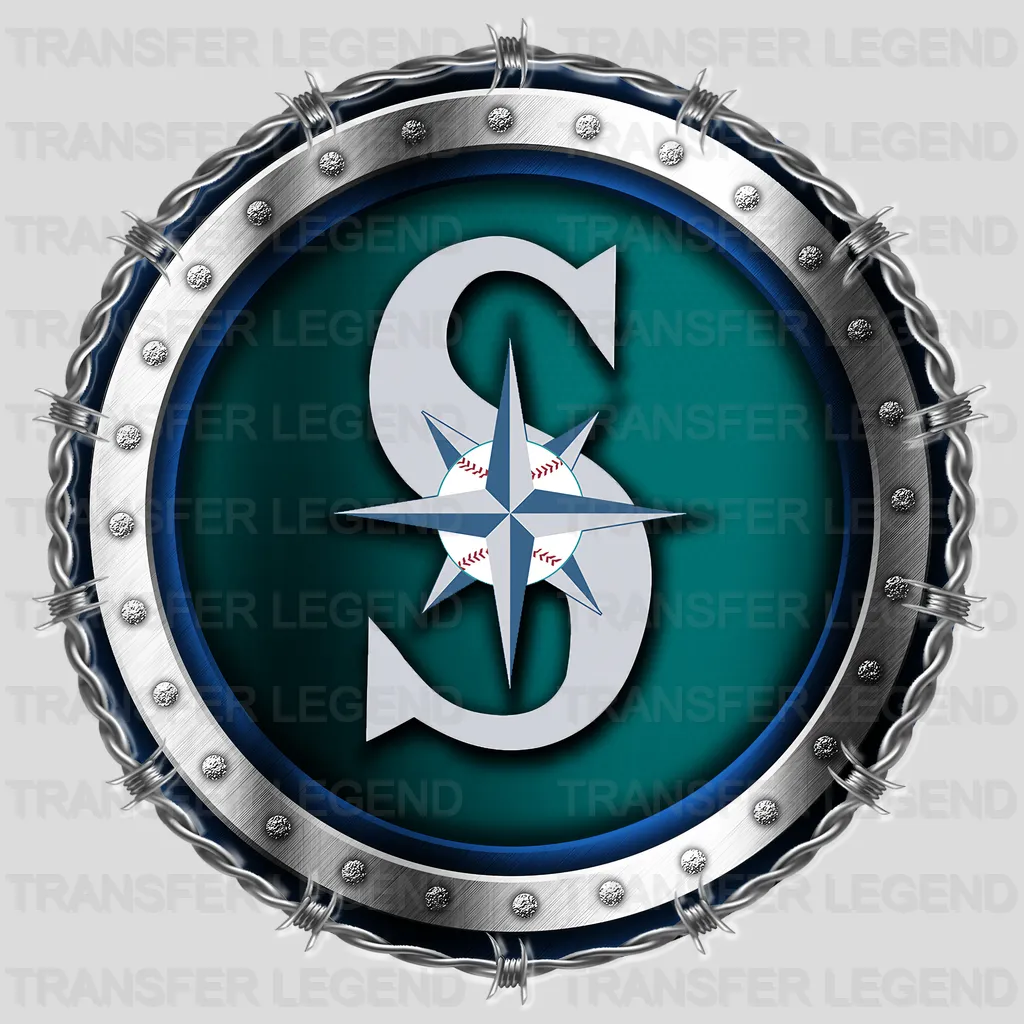 Seattle Mariners MLB Chrome Metal Circle Badge 3D - DTF Iron On Transfer