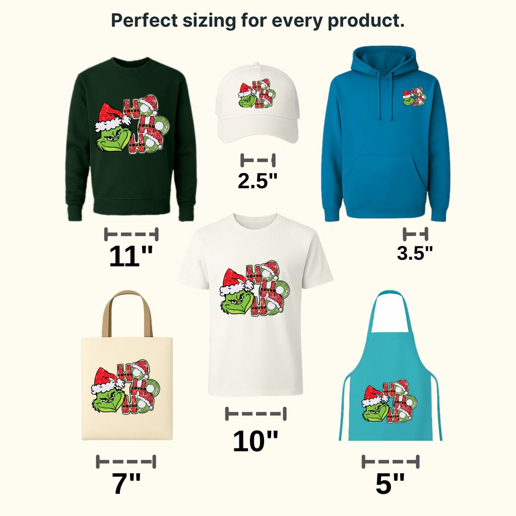 Ho Ho Ho Christmas Santa Grinch Design - DTF heat transfer - transferlegend