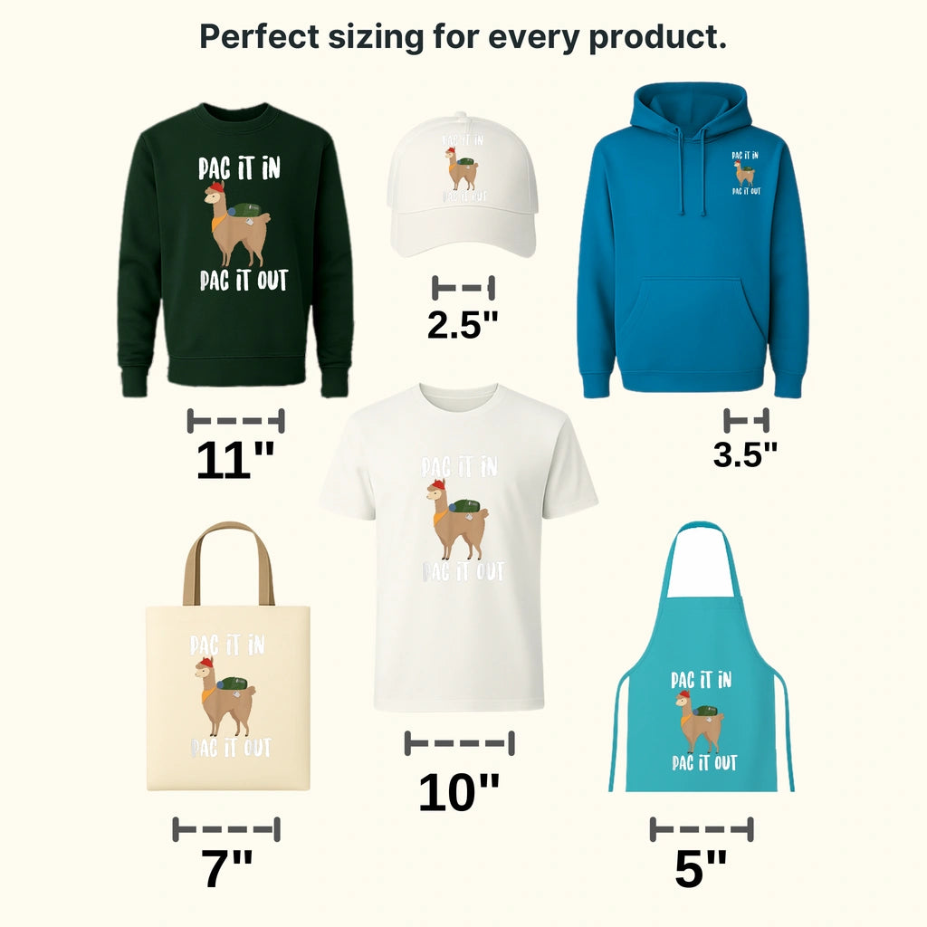 Pac It In Pac It Out Camping Hiking Alpaca Design - DTF heat transfer - transferlegend