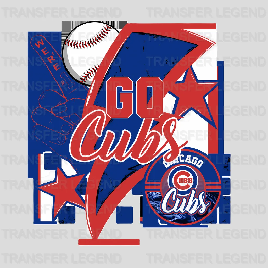 Chicago Cubs MLB Boxy Text Logo - DTF Iron On Transfer
