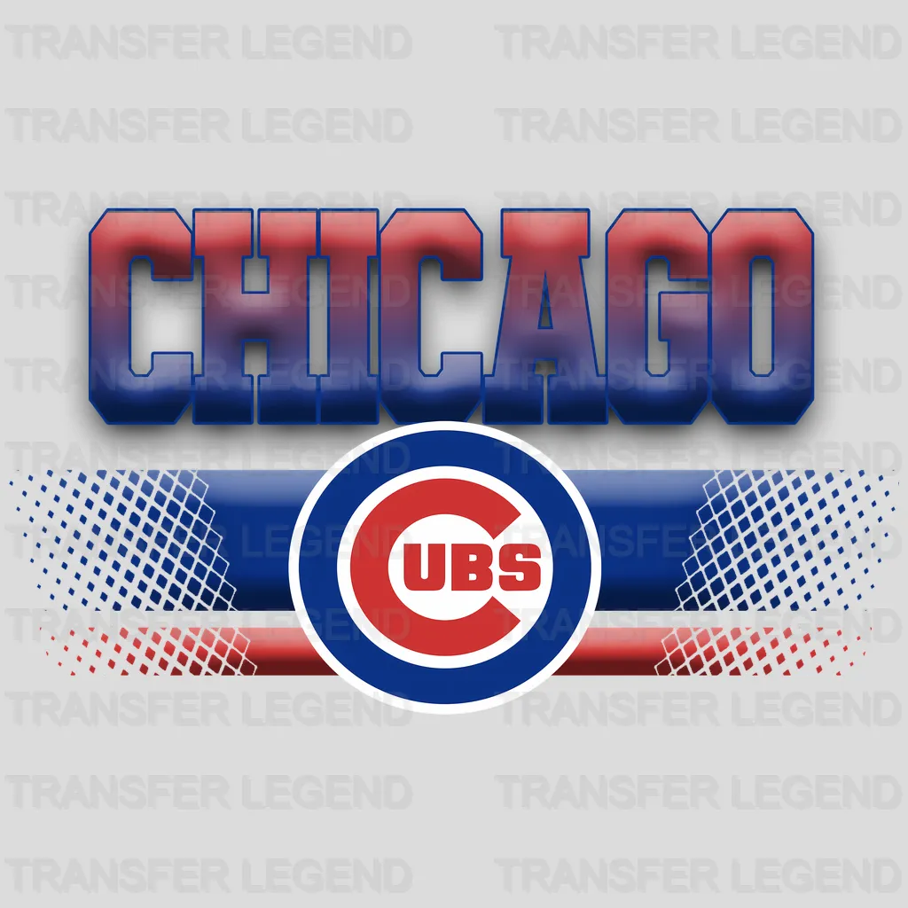 Chicago Cubs MLB Metallic Bar Logo - DTF Iron On Transfer