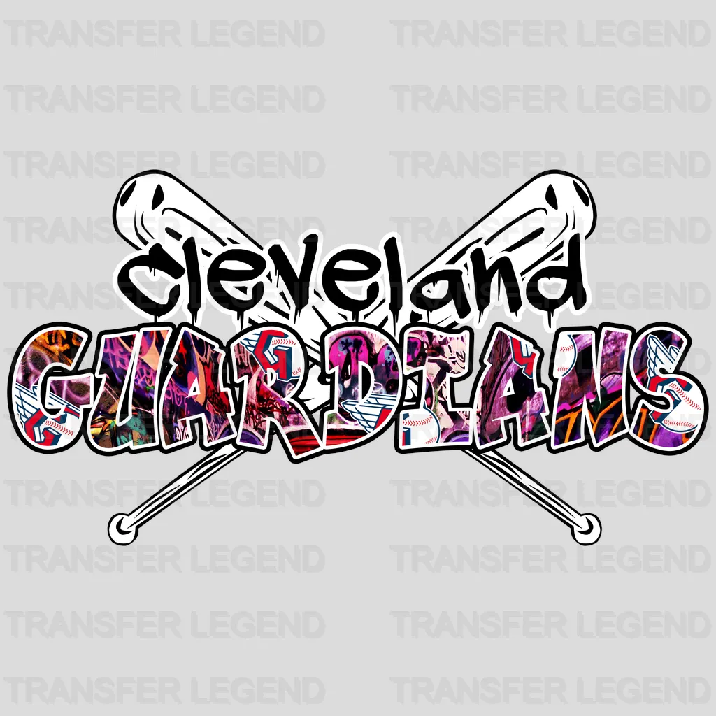 Cleveland Guardians MLB Graffiti Wall Art Text Logo - DTF Iron On Transfer