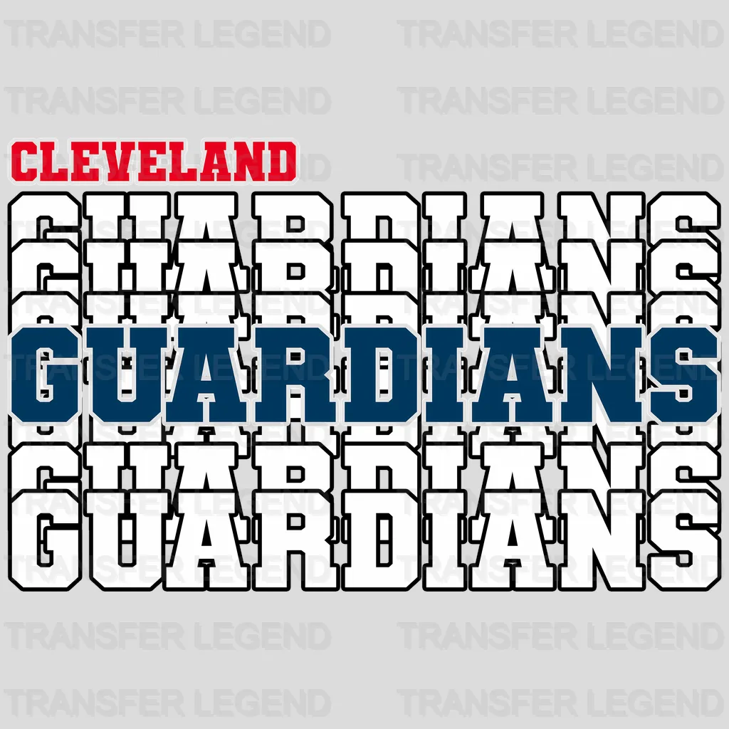 Cleveland Guardians MLB Repeated Text Pattern Block Logo - DTF Iron On Transfer