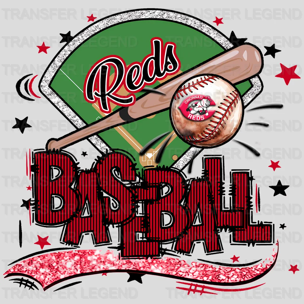 Cincinnati Reds MLB Splash Art Paint Text Graphic - DTF Iron On Transfer