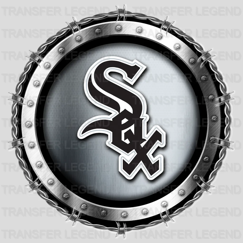Chicago White Sox MLB Chrome Metal Circle Badge 3D - DTF Iron On Transfer