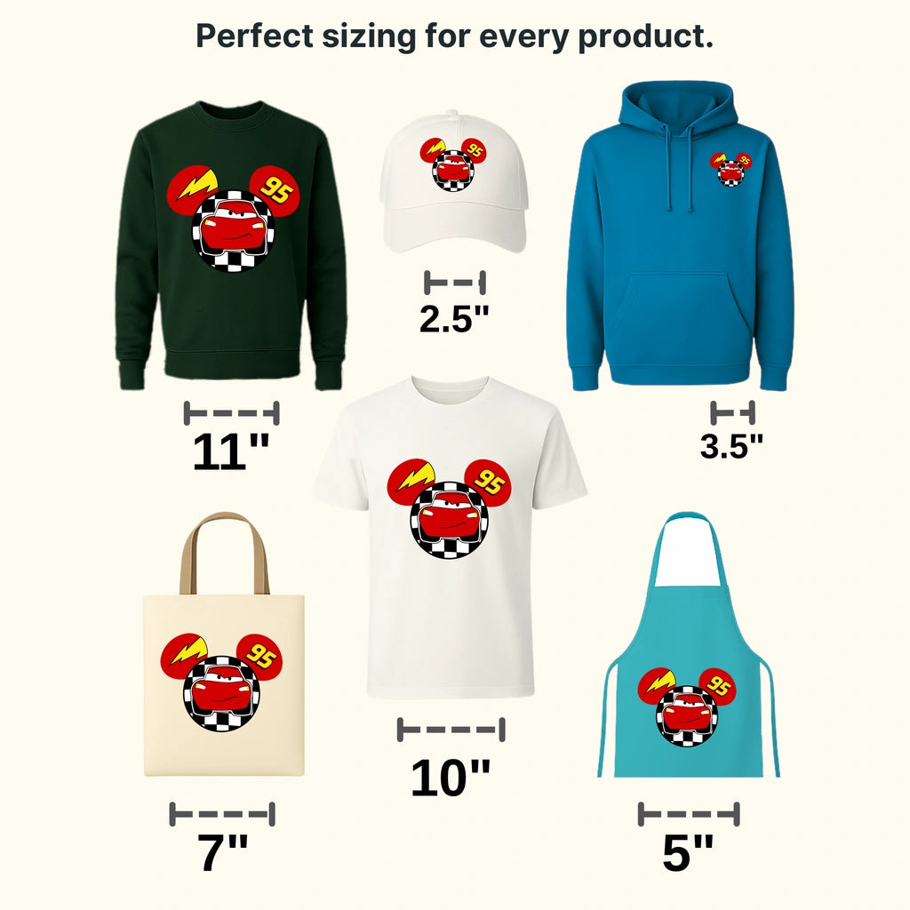 Cars Lightning Mouse Ears Design - DTF heat transfer - transferlegend