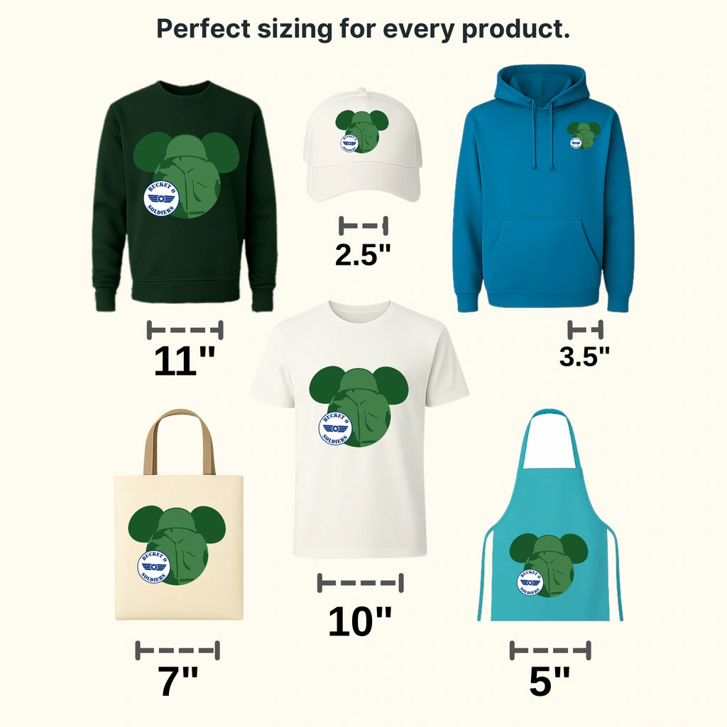 Ears Green Army Man Bucket 0 Soldiers Design - DTF heat transfer - transferlegend