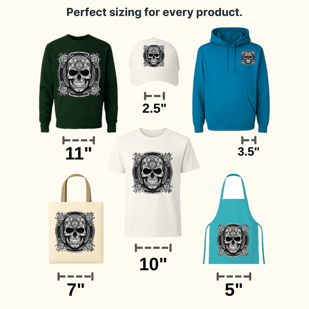 SILVER SKULL HALLOWEEN Design - DTF heat transfer - transferlegend